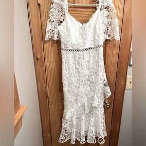 Lulus, White Dress, Bridal, Lace, Medium